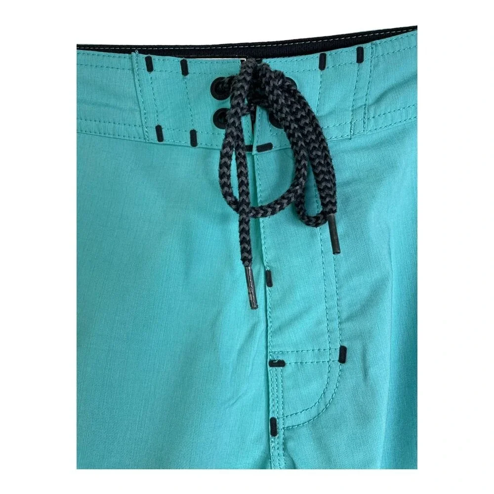 The Boneyard Surf Shop Board Shorts Men 30 Green Side Stripe Lace Up Swim Trunks